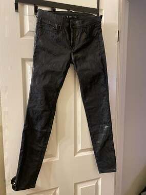 David Bitton Black Snake Print Coated Skinny Jeans Size 27